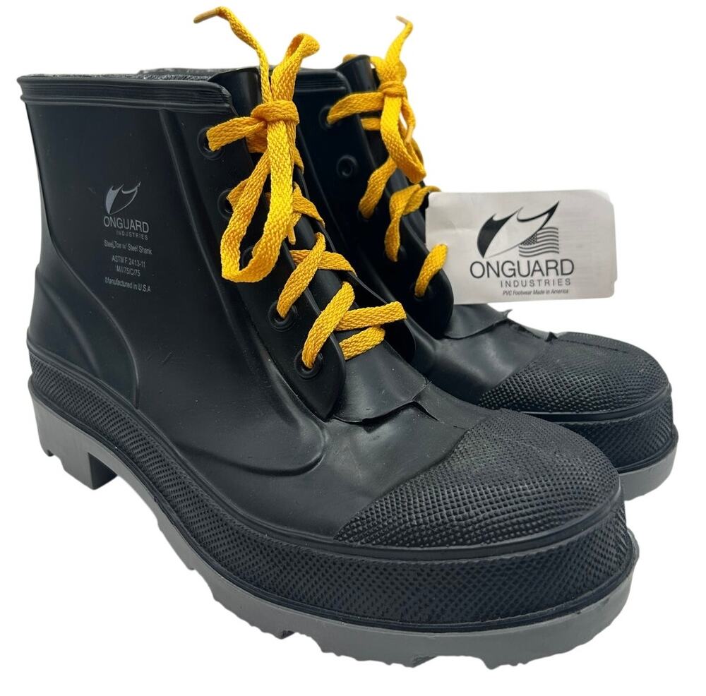 New Onguard Industries Steel Toe Work Boots 6in PVC Polyblend Size 10 NWT USA